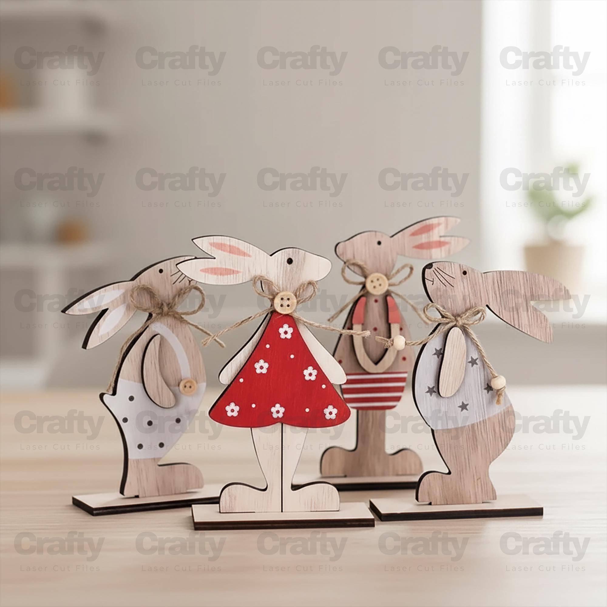 Laser Cut Rustic Wooden Bunny Table Decorations SVG File Glowforge ...