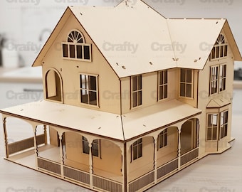 Laser cut Miniature House Model Kit 3D Puzzle SVG file Glowforge Dollhouse castle files dxf eps cdr ai pdf cnc vector pattern template