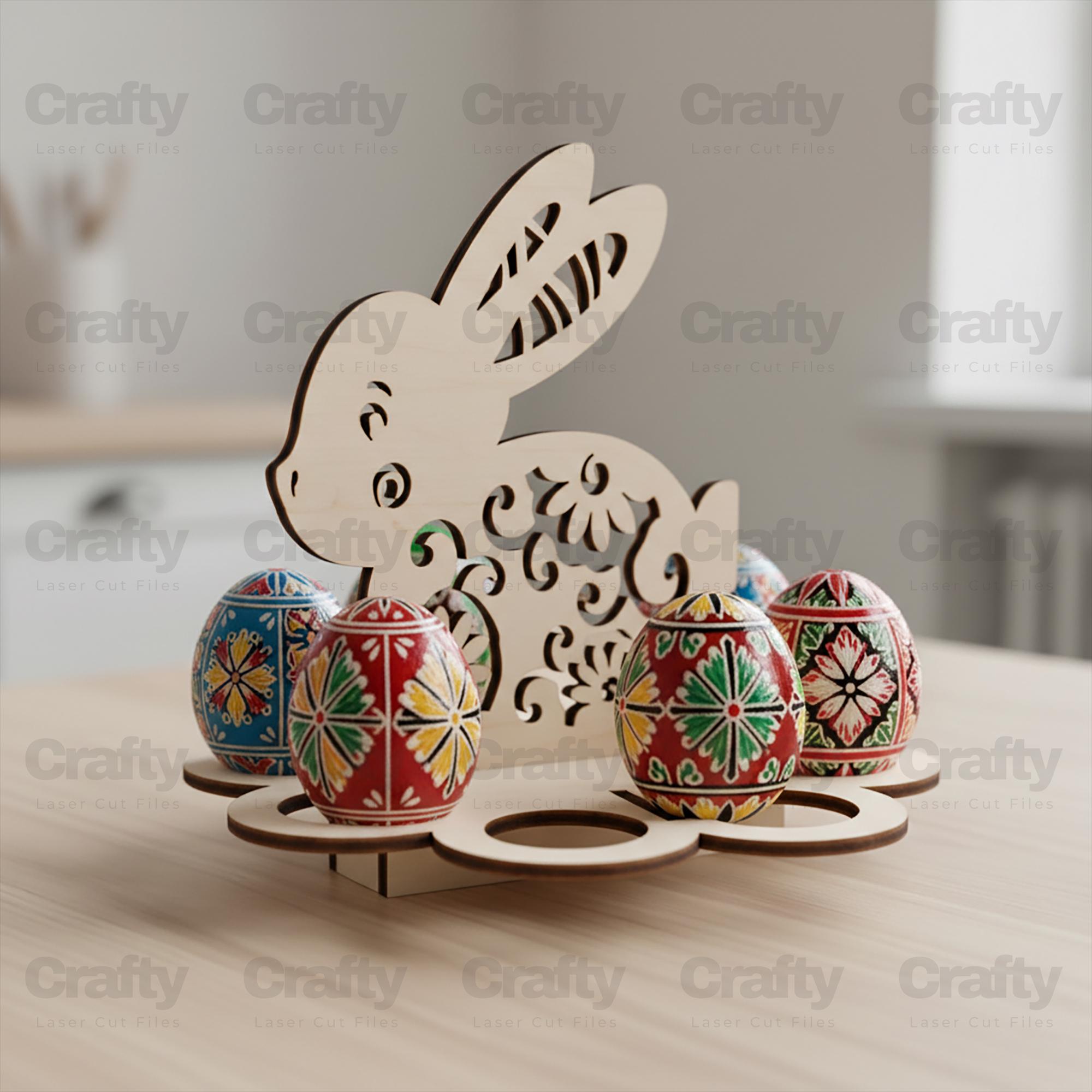 Laser Cut Bunny Holder Easter Eggs Stand SVG File Glowforge Wooden ...