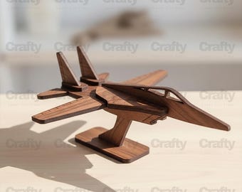Laser cut Fighter Jet Aircraft Toy Model Kit 3D Puzzle SVG file Glowforge airplane files dxf eps cdr ai pdf cnc vector pattern template