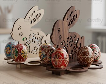 Laser Cut Bunny Holder Easter Eggs Stand SVG File Glowforge Wooden ...