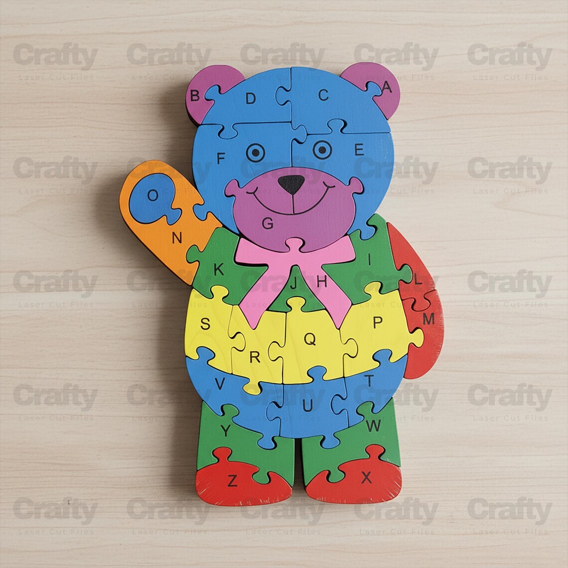 Laser Cut Montessori Bear Puzzle With A-Z English Alphabet SVG File ...