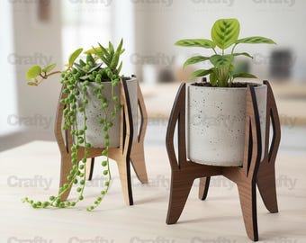 Laser cut Indoor Plant Stand SVG file Glowforge flower stand files dxf eps cdr ai pdf cnc vector pattern template