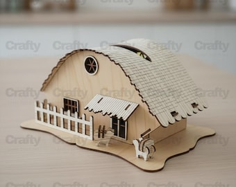 Laser cut Wooden Farmhouse Tissue Box SVG file Glowforge organizer files dxf eps cdr ai pdf cnc vector pattern template