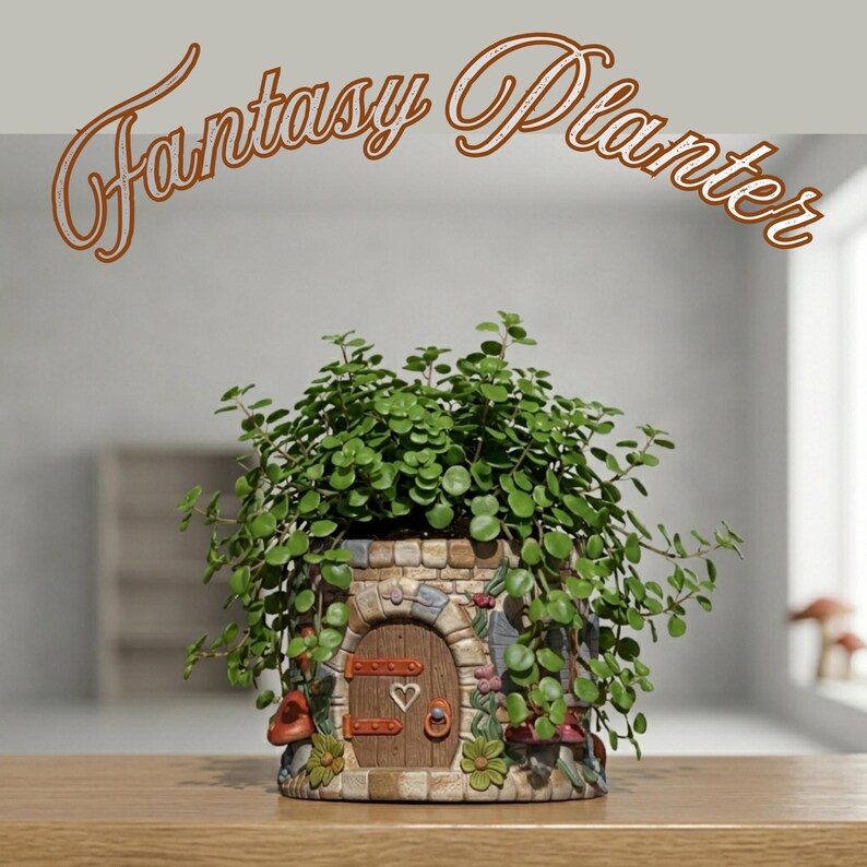 fairy door planter, cute planter stl, flower pot stl, resin print model, fdm printable planter, fairy garden accessories, enchanted decor, fantasy home decor, cottagecore planter