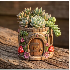 flower pot stl, resin print model, fdm printable planter, fairy garden accessories, enchanted decor, fantasy home decor, cottagecore planter
