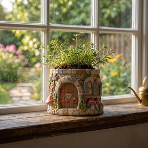 fairy house planter stl, fairy cottage stl, fantasy planter, enchanted cottage, fairy garden planter, whimsical house stl, succulent pot stl,