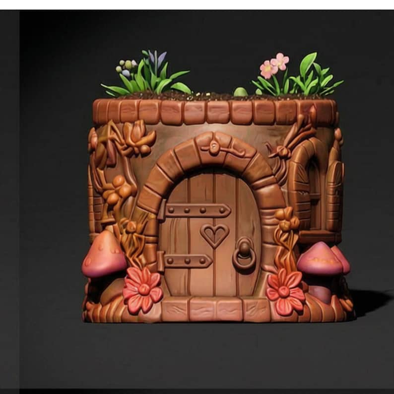 Fairy Cottage Planter STL, Enchanted House Pot, Fantasy Garden Decor, Fairy Door Container, Cute Desktop Organizer
