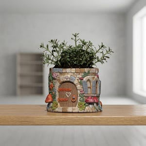 cute planter stl,
desk organizer stl,
fairy door décor,
fantasy cottage,
woodland planter,
flower pot stl,
magical house stl