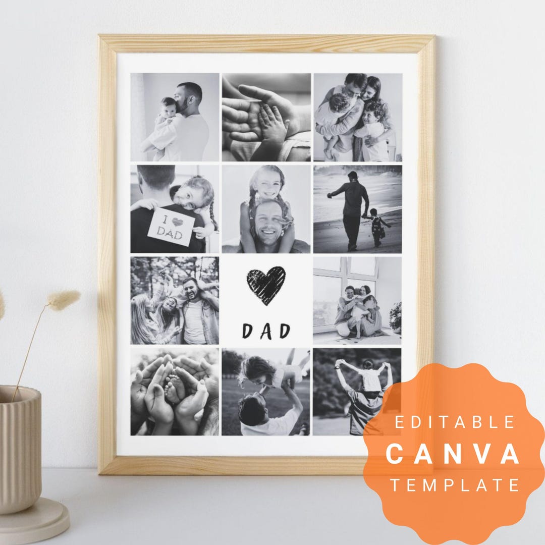 Plantilla editable de collage de fotos para papá, regalo para el Día ...