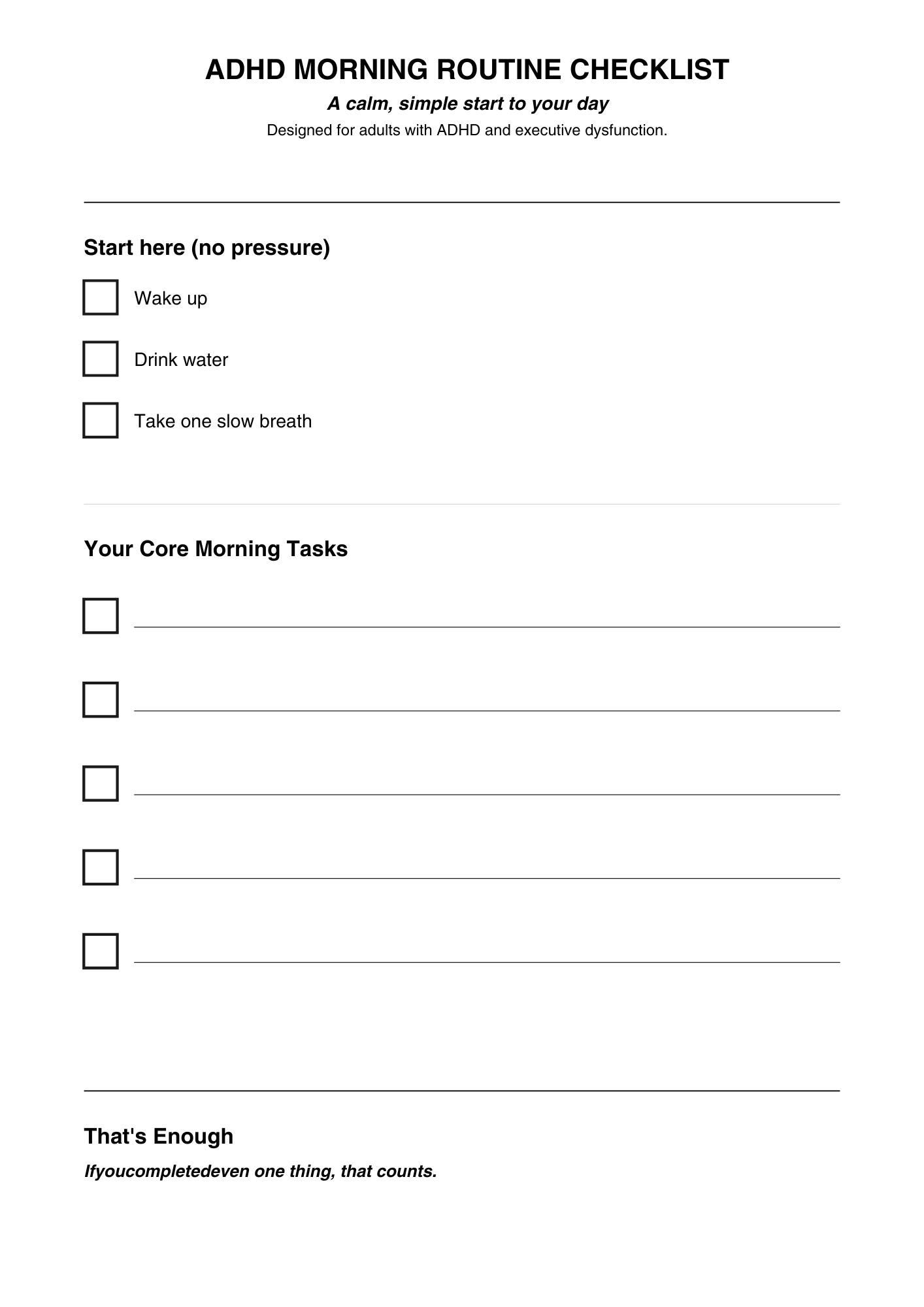 ADHD Morning Checklist for Adults | Simple Daily Routine (instant ...