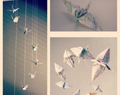 Upcycled Atlas Spiral Origami Crane Mobile