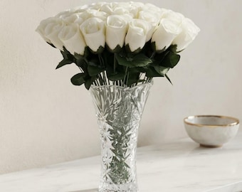 10 Pcs White Artificial Rose Stems Wedding Bouquet Supplies Home Décor