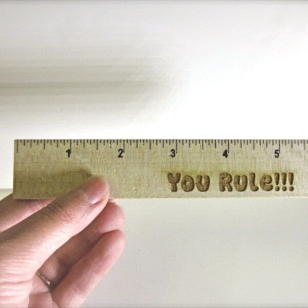 Gifts for Teachers, Kids, School Supplies - 6 Inch Wooden Laser Engraved Ruler