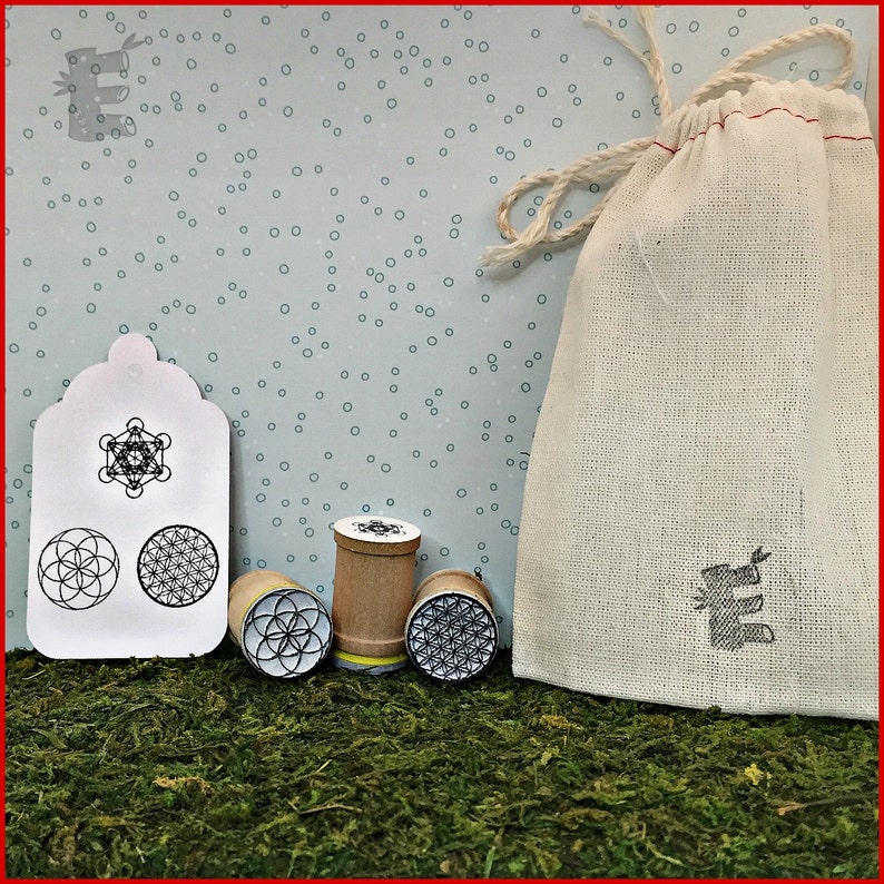 Seed of Life Metatron/'s Cube Trio Rubber Stamps Flower of Life
