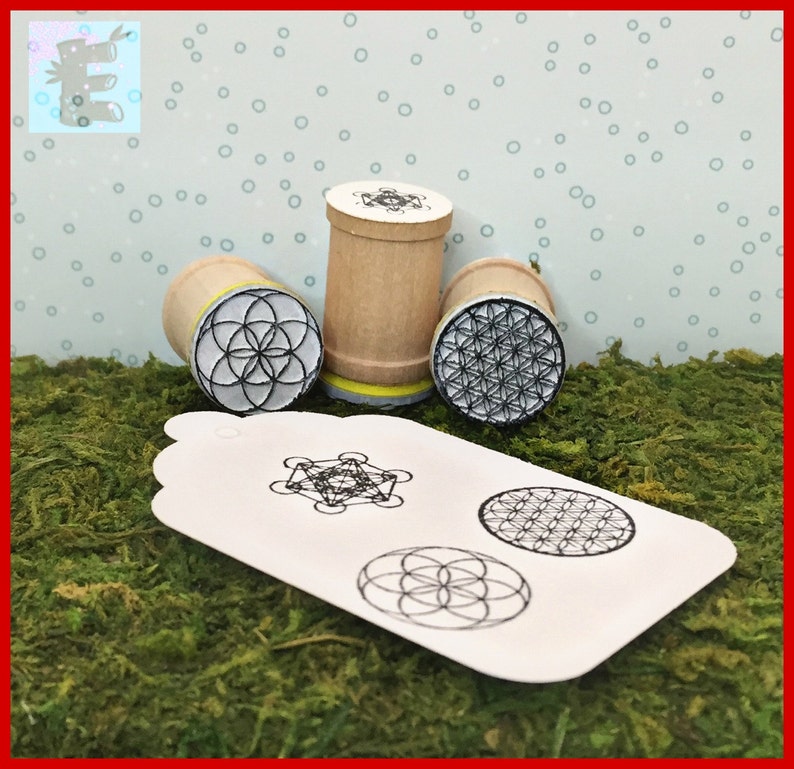 Seed of Life Metatron/'s Cube Trio Rubber Stamps Flower of Life