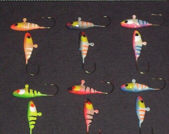 Super Neon Glow #6 w/ Glitter backs Minnow Kit- 12pc