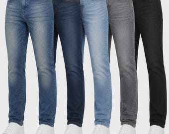 Mens Regular Fit Jeans Straight Leg Denim Trouser Pants UK All Waist Sizes