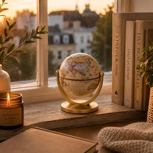 Mini kantoorbol – decoratieve vintage wereldbol voor bureau 14 cm