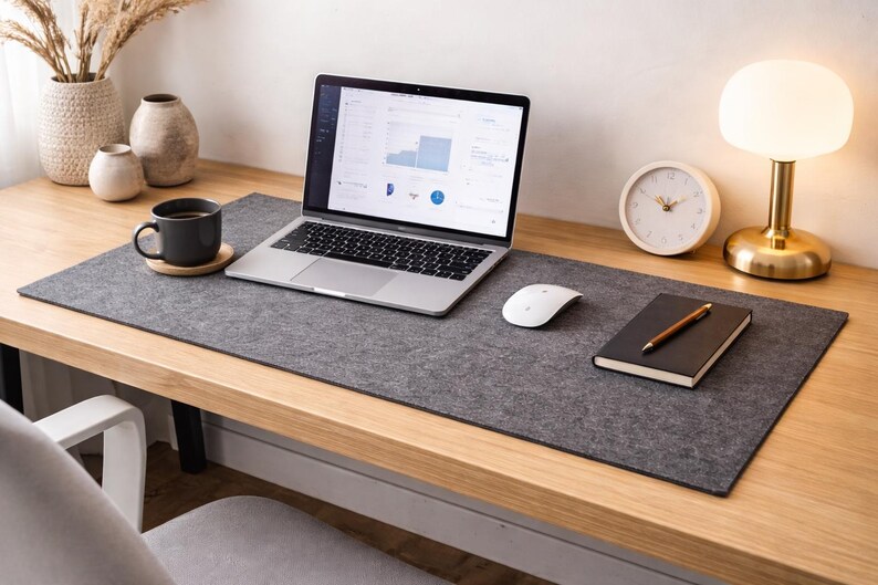 Minimal Felt Desk Mat – Large Office Desk Pad - Etsy