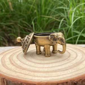Vintage Solid Brass Elephant Incense Burner, Handmade Pure Copper Mini Censer, Retro Aromatherapy Decor Christmas Gift