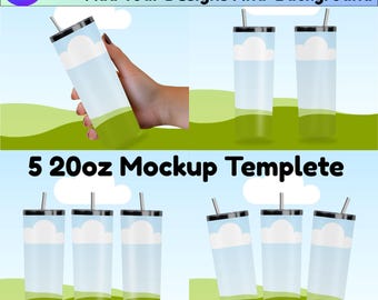 20oz Tumbler Mockup Template | Canva Drag & Drop (Digital Download)