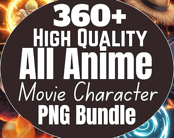 360 Anime PNG Designs, Print On Demand Bundle | High Quality Transparent PNG Files | Manga Style Artwork | Instant Digital Download