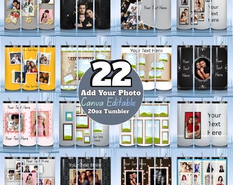 Family Photo Collage Tumbler Wrap Bundle, 20oz Sublimation Designs (Digital Download