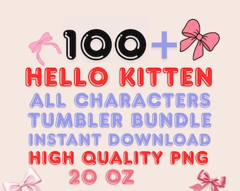 Hello Kitten Tumbler Wrap, 20oz Tumbler Wrap Sublimation, Childrens Cartoon Tumbler Wrap, 20oz Kids Tumbler Wrap, Tumbler Wrap Bundle