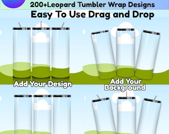 Canva 20 oz Skinny Tumbler Mockup Bundle: 200+ Leopard Wraps (Digital Download)