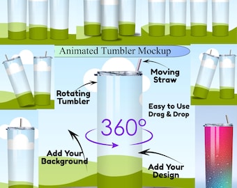 20 Oz Tumbler Mockup Bundle | Canva Template, Rotating Design (Digital Download)