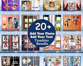 Pacchetto di involucri per bicchieri fotografici, design a sublimazione da 20 once, modificabile con Canva