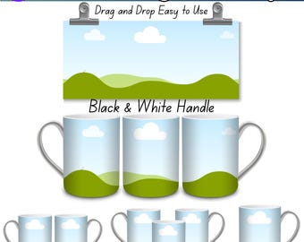 15oz Mug Mockup Bundle Canva Template | Accent Handle Coffee Mug Mockups | Drag and Drop Editable Canva Mug Templates | Digital Download