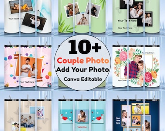 Photo Collage Tumbler Design, Family Frames, Canva Template (PNG Digital Download)