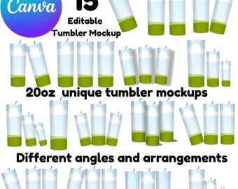 20 oz Skinny Tumbler Mockup Bundle, Canva Template (Digital Download)