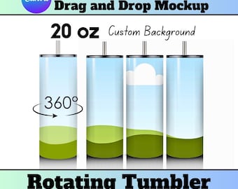 Canva 20 Oz Tumbler Mockups Bundle 20 Oz Rotating Tumbler Mockup Canva Tumbler Mockup Drag and Drop Tumbler Mockup Canva 20oz Skinny Tumbler