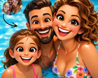Pixar Style Portrait from Photo, Couple, Family, Pet Gift, Animated Style Portraits, Digital 3D Portrait, Gift, Digital Pixar Art