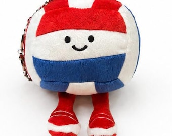 Red, White, and Blue Volleyball Plushie with Smiley Face