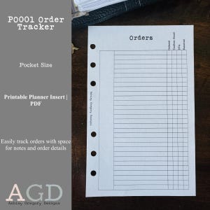 PO001 Order Tracker | Planner Printable | Pocket Insert| Digital Download| PDF