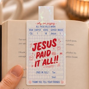 Jesus Paid It All Magnetic Bookmark | Christian Gift for Women | Bible Study Accessory | Holographic Bible Verse Bookmark