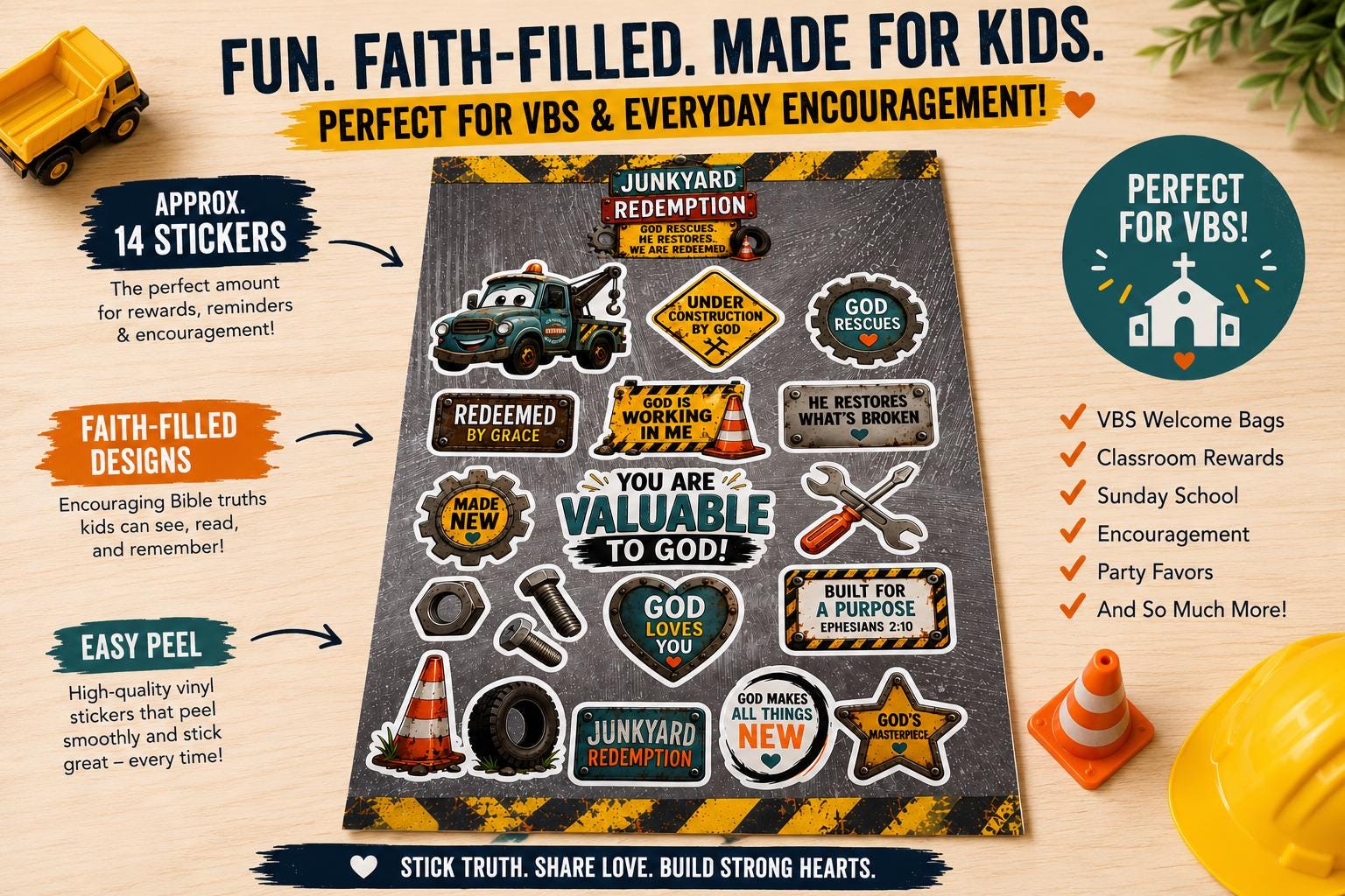 Junkyard Redemption VBS Sticker Sheet | Christian Kids Ministry ...