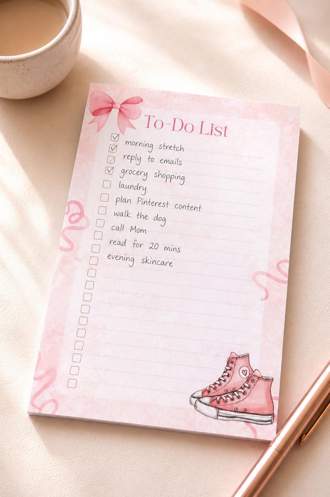 Cute to Do List Notepad, Pink Bow Planner Pad, Coquette Desk Notepad ...