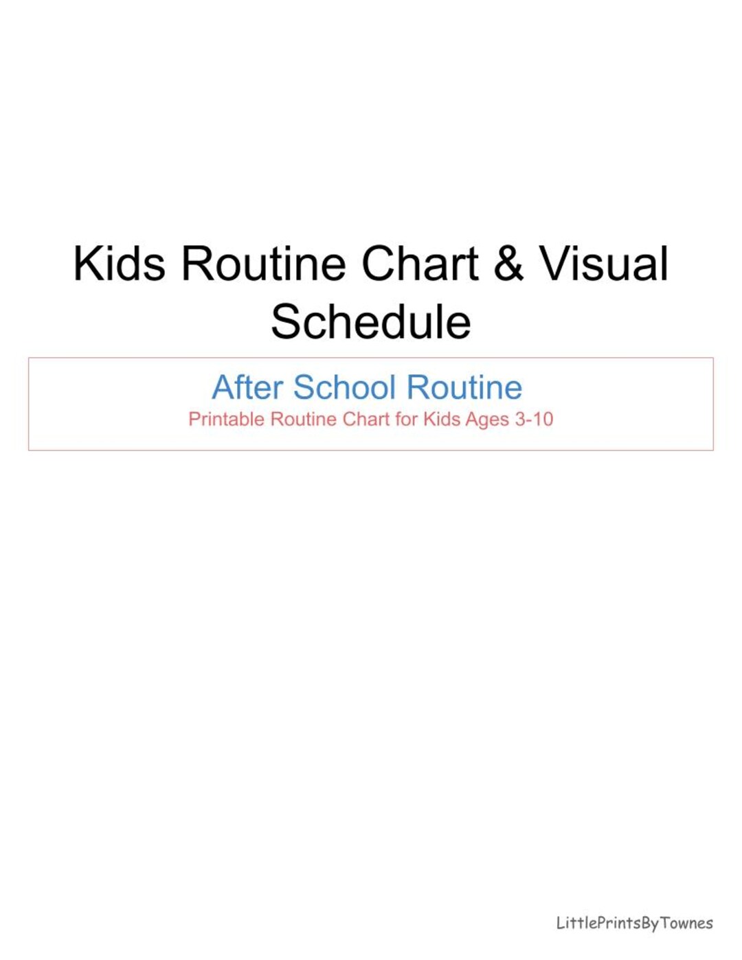 After School Routine Chart for Kids, Visual Schedule Printable, Daily ...