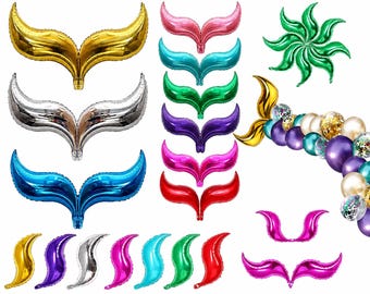 Mermaid Tail S Shaped Foil Balloons, Garland Accessories, Under the Sea Party Balloon, Mermaid Birthday Decorations, Ocean Theme Party Decor