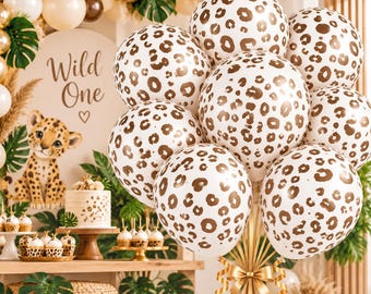 White Leopard Print Balloons, Safari Jungle Birthday Party Decorations, Wild One First Birthday, Baby Shower, Animal Print Latex Balloons
