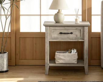 Nightstand with Drawer 2-Tier Storage Side Table Bedroom