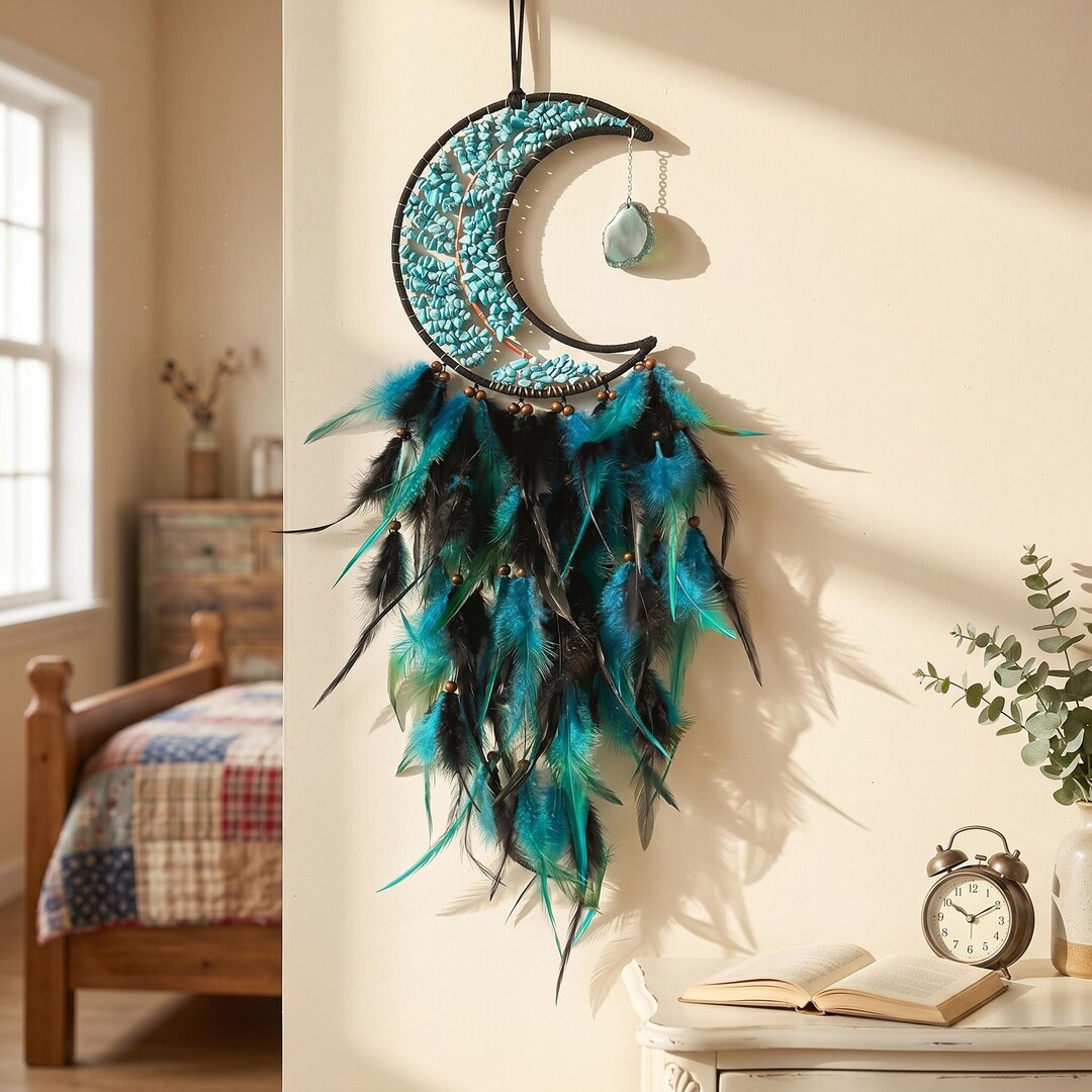 Moon Tree of Life Dream Catcher Chakra Agate Crystal Wall Decor - Etsy