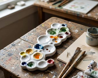 Bubble Ceramic Paint Palette | Glazed Mixing Tray for Artists & Kids