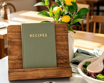 Walnut Wood Cookbook Stand Kitchen Counter Organizer Tablet Recipe Holder