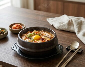 Stoneware Cooking Bowl | Stovetop & Oven Safe Dolsot Bowl with Trivet